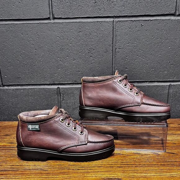 Vintage EASTLAND Chunky Brown Leather Moc Toe Platform Boots Women’s 7 - Picture 2 of 8